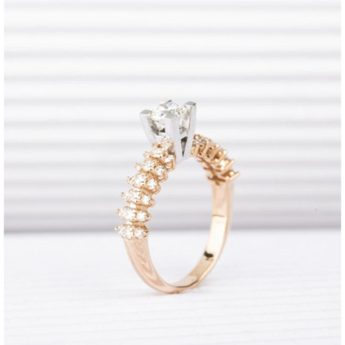 Solitaire femme en Or Bicolore  18 Carats Ref 65228 | Chichkhane