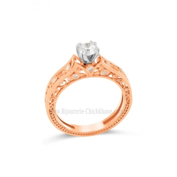 Solitaire femme en Or Bicolore  18 Carats Ref 65141 | Chichkhane