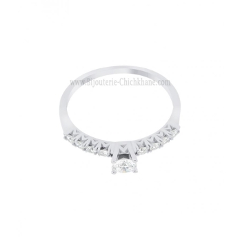 Solitaire femme en Or Blanc 18 Carats Ref 64410 | Chichkhane