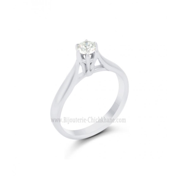 Solitaire femme en Or Blanc 18 Carats Ref 64400 | Chichkhane