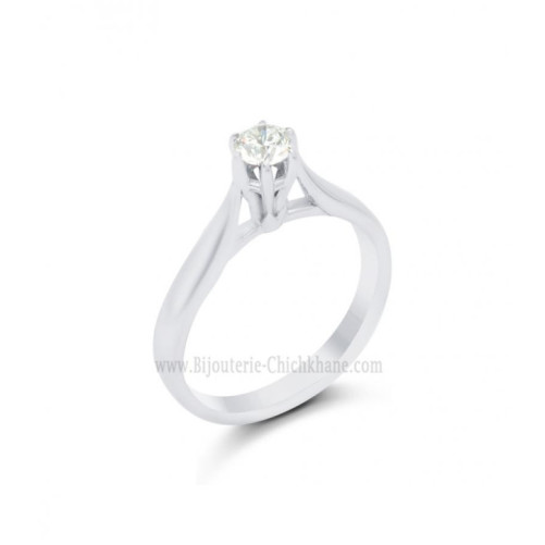 Solitaire femme en Or Blanc 18 Carats Ref 64400 | Chichkhane