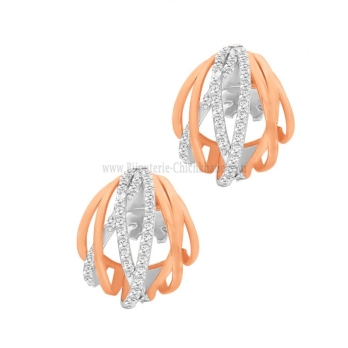 Boucles d'oreilles femme en Or Bicolore  18 Carats Ref 64035 | Chichkh