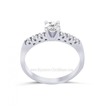 Solitaire femme en Or Blanc 18 Carats Ref 64154 | Chichkhane