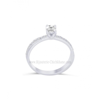Solitaire femme en Or Blanc 18 Carats Ref 64132 | Chichkhane