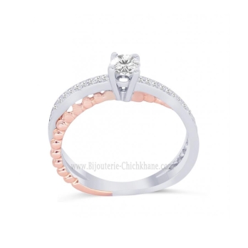 Solitaire femme en Or Bicolore  18 Carats Ref 64130 | Chichkhane