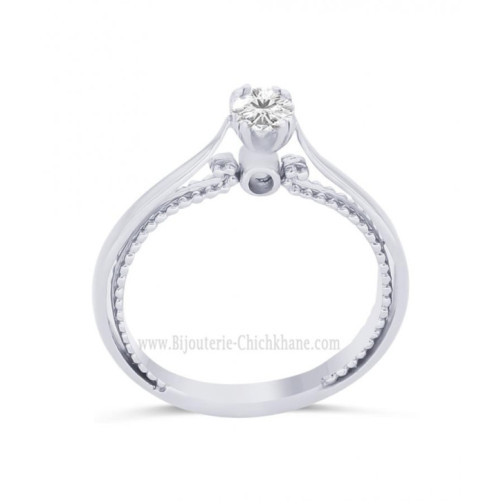 Solitaire femme en Or Blanc 18 Carats Ref 64125 | Chichkhane