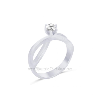 Solitaire femme en Or Blanc 18 Carats Ref 64122 | Chichkhane