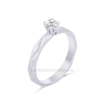 Solitaire femme en Or Blanc 18 Carats Ref 64120 | Chichkhane