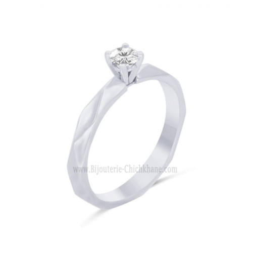 Solitaire femme en Or Blanc 18 Carats Ref 64120 | Chichkhane