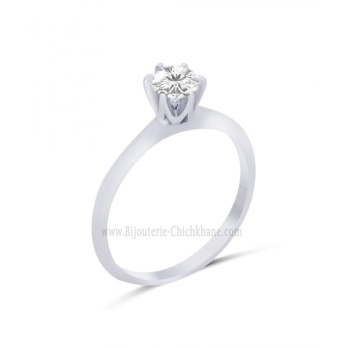 Solitaire femme en Or Blanc 18 Carats Ref 64118 | Chichkhane