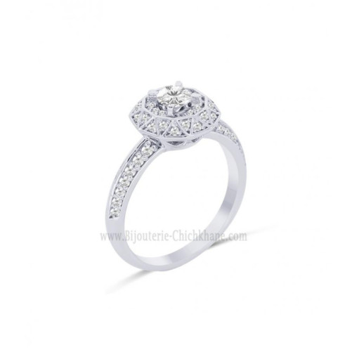 Solitaire femme en Or Blanc 18 Carats Ref 64027 | Chichkhane