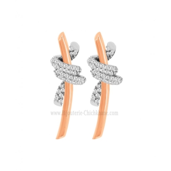 Boucles d'oreilles femme en Or Bicolore  18 Carats Ref 63982 | Chichkh