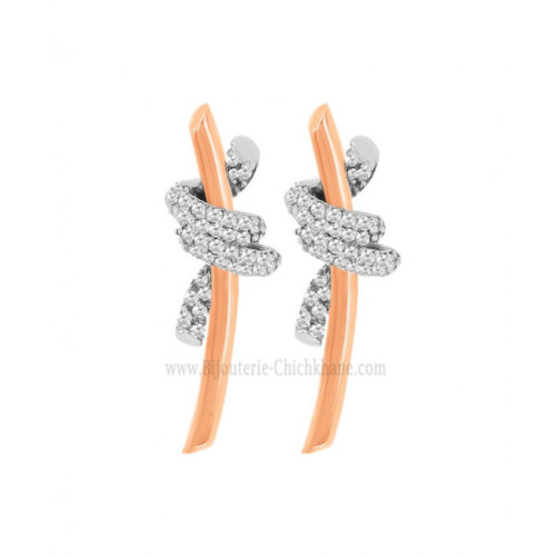 Boucles d'oreilles femme en Or Bicolore  18 Carats Ref 63982 | Chichkh