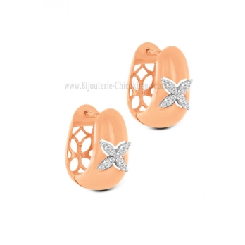 Boucles d'oreilles femme en Or Bicolore  18 Carats Ref 63785 | Chichkh