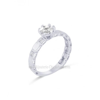 Solitaire femme en Or Blanc 18 Carats Ref 63691 | Chichkhane