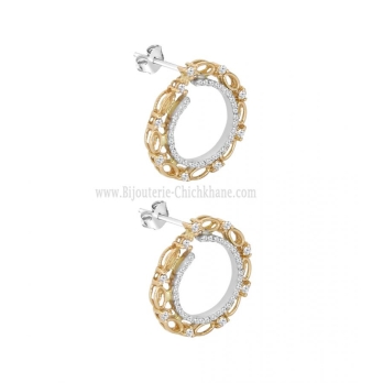 Boucles d'oreilles femme en Or Bicolore  18 Carats Ref 63552 | Chichkh