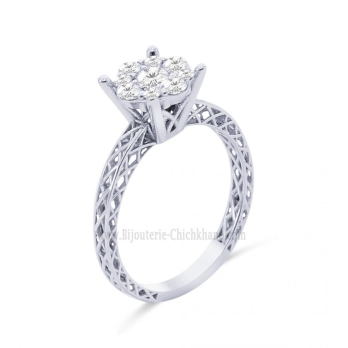 Solitaire femme en Or Blanc 18 Carats Ref 62872 | Chichkhane