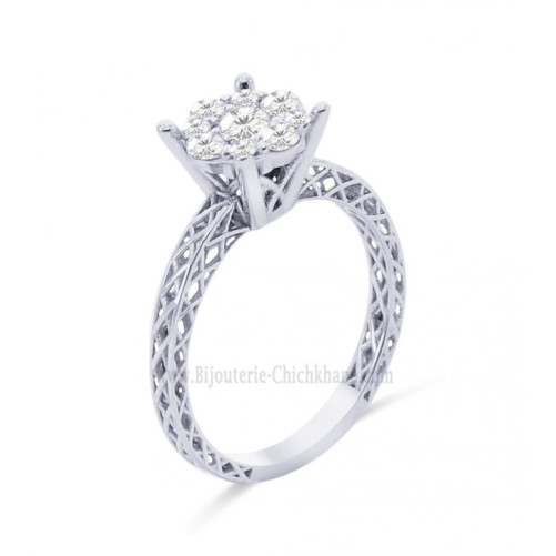 Solitaire femme en Or Blanc 18 Carats Ref 62872 | Chichkhane