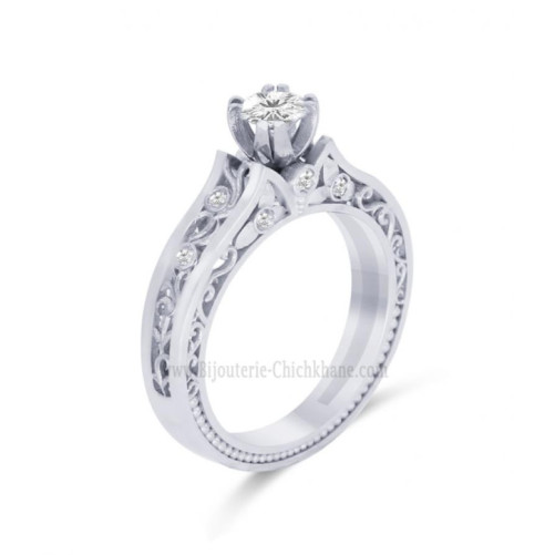 Solitaire femme en Or Blanc 18 Carats Ref 62506 | Chichkhane