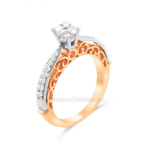 Solitaire femme en Or Bicolore  18 Carats Ref 62502 | Chichkhane