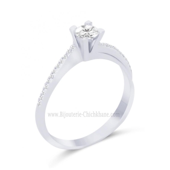 Solitaire femme en Or Blanc 18 Carats Ref 62488 | Chichkhane
