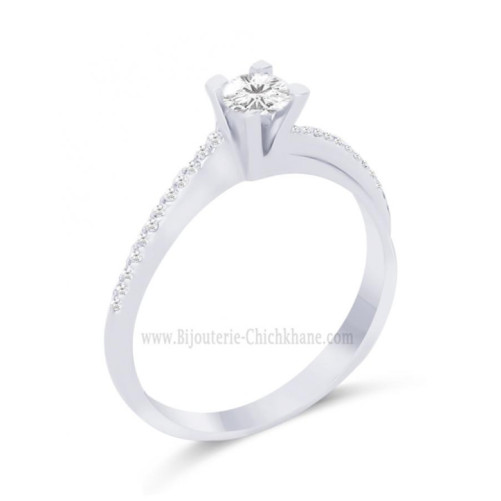 Solitaire femme en Or Blanc 18 Carats Ref 62488 | Chichkhane