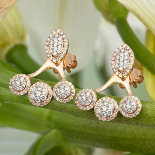 Boucles d'oreilles femme en Or Bicolore  18 Carats Ref 68452 | Chichkh