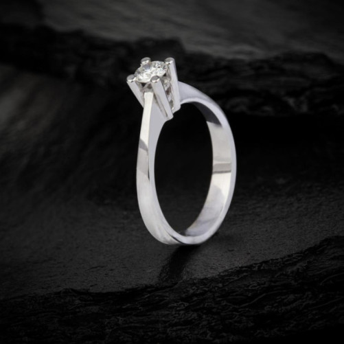 Solitaire femme en Or Blanc 18 Carats Ref 68432 | Chichkhane
