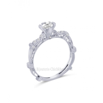 Solitaire femme en Or Blanc 18 Carats Ref 61392 | Chichkhane