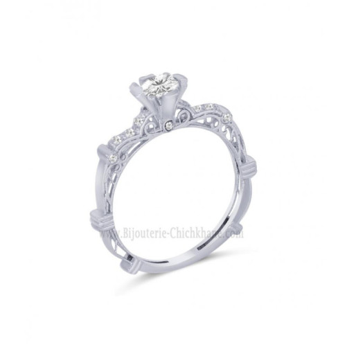 Solitaire femme en Or Blanc 18 Carats Ref 61392 | Chichkhane