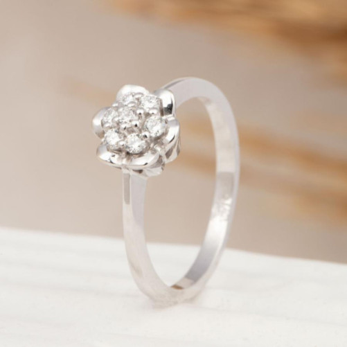 Solitaire femme en Or Blanc 18 Carats Ref 68400 | Chichkhane