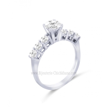 Solitaire femme en Or Blanc 18 Carats Ref 60670 | Chichkhane