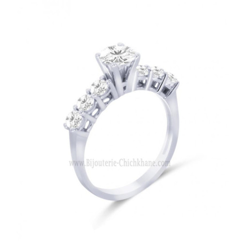 Solitaire femme en Or Blanc 18 Carats Ref 60670 | Chichkhane