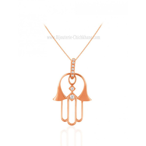 Pendentif main de fatma femme en Or Rose 18 Carats Ref 60899 | Chichkh