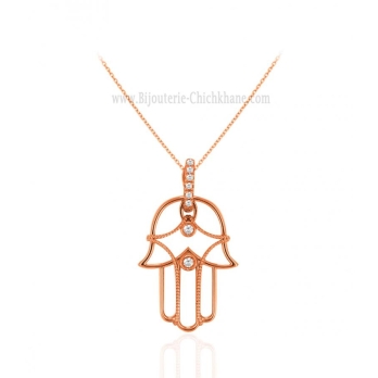Pendentif main de fatma femme en Or Rose 18 Carats Ref 60898 | Chichkh
