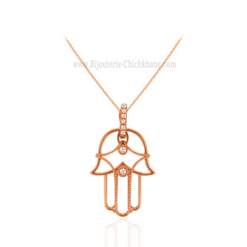 Pendentif main de fatma femme en Or Rose 18 Carats Ref 60898 | Chichkh