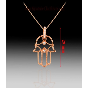 Pendentif main de fatma femme en Or Rose 18 Carats Ref 60898 | Chichkh