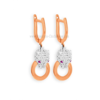 Boucles d'oreilles femme en Or Bicolore  18 Carats Ref 60701 | Chichkh