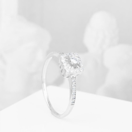 Solitaire femme en Or Blanc 18 Carats Ref 68331 | Chichkhane