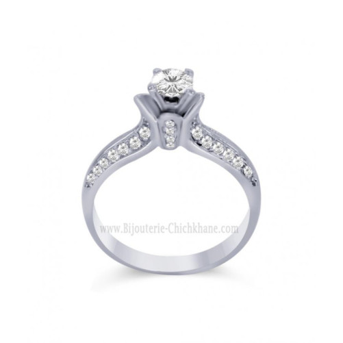 Solitaire femme en Or Blanc 18 Carats Ref 60610 | Chichkhane