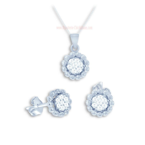 Ensemble femme en Or Blanc 18 Carats Ref MO1549B | Chichkhane