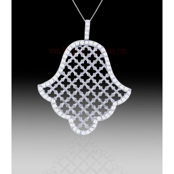 Pendentif main de fatma femme en Or Blanc 18 Carats Ref 60441 | Chichk