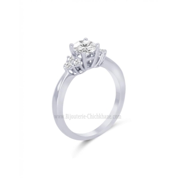 Solitaire femme en Or Blanc 18 Carats Ref 60198 | Chichkhane