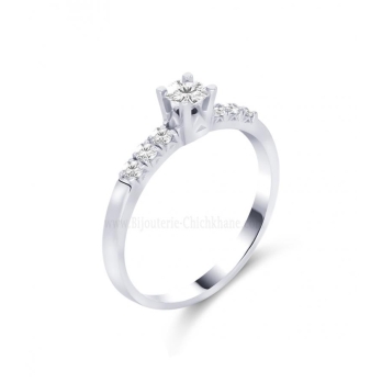 Solitaire femme en Or Blanc 18 Carats Ref 58348 | Chichkhane