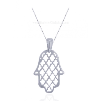 Pendentif main de fatma femme en Or Blanc 18 Carats Ref 58323 | Chichk