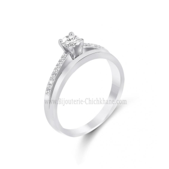Solitaire femme en Or Blanc 18 Carats Ref 57660 | Chichkhane