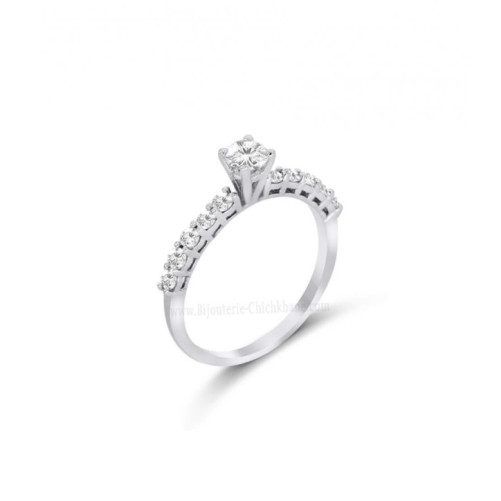 Solitaire femme en Or Blanc 18 Carats Ref 55111 | Chichkhane
