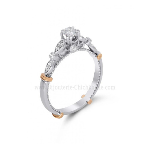 Solitaire femme en Or Bicolore  18 Carats Ref 57856 | Chichkhane