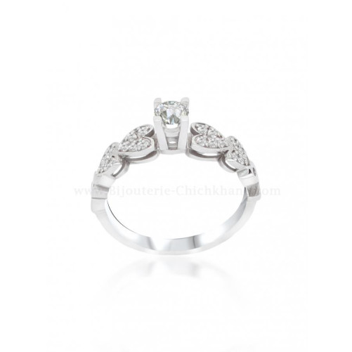 Solitaire femme en Or Blanc 18 Carats Ref 57476 | Chichkhane