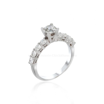 Solitaire femme en Or Blanc 18 Carats Ref 57324 | Chichkhane